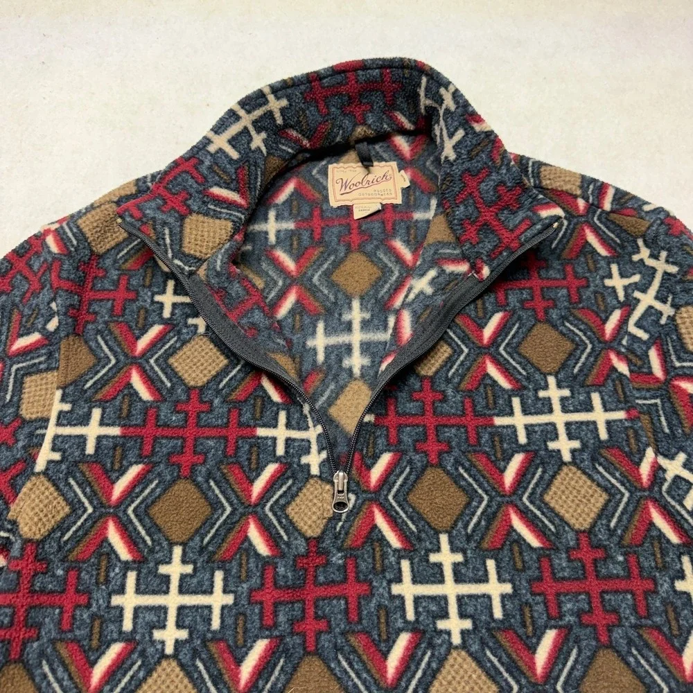 Vintage Woolrich Fleece Pullover Mens‎ XL Aztec Print Southwest 1/4 Zip 90s